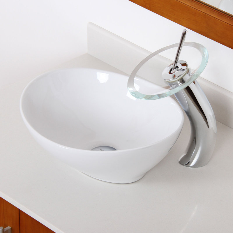 Elite Ceramic Oval Vessel Bathroom Sink & Reviews Wayfair